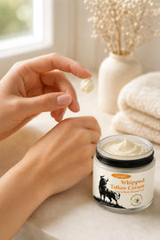 Applying the whipped tallow and honey cream